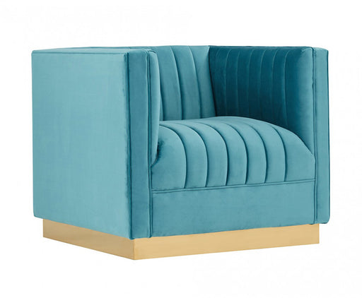 VIG Furniture - Divani Casa Oneida Modern Blue Velvet Lounge Chair - VGRH-RHS-AC-506-BLU - GreatFurnitureDeal