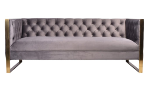 VIG Furniture - Divani Casa Carlos Modern Grey Velvet & Gold Sofa - VGRH-SF-311-T-GRY - GreatFurnitureDeal