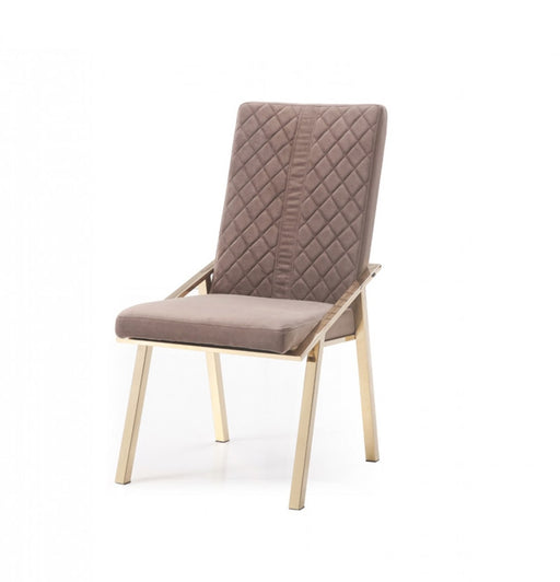 VIG Furniture - Modrest Acton Modern Brown Velvet & Gold Dining Chair (Set of 2) - VGVCB0268-BRNGLD - GreatFurnitureDeal
