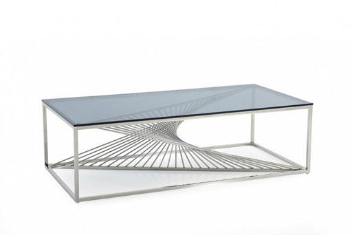 VIG Furniture - Modrest Trinity Modern Glass & Stainless Steel Coffee Table - VGVCCT8618-L