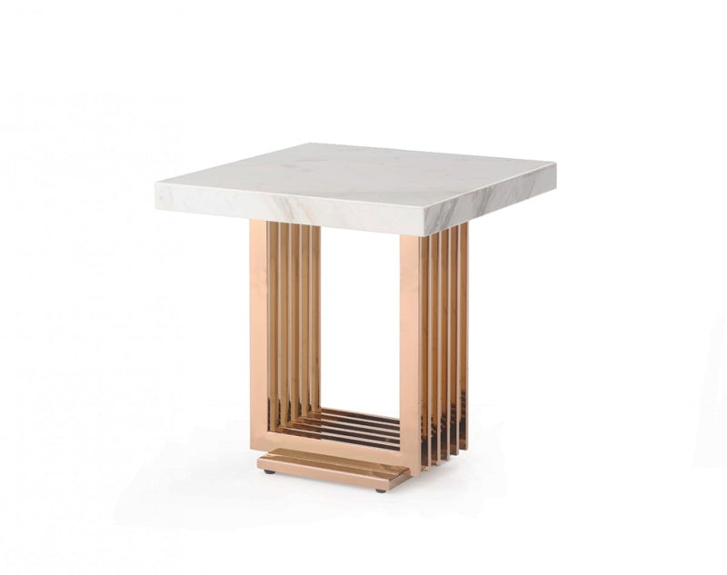 VIG Furniture - Modrest Kingsley Modern Marble & Rosegold End Table - VGVCET8933