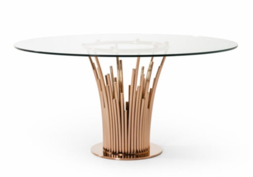 VIG Furniture - Modrest Paxton Modern Round Glass & Rosegold Dining Table - VGVCT817-RND