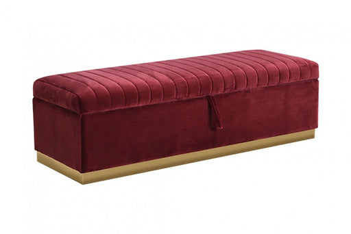 VIG Furniture - Divani Casa Reyes Modern Red Velvet Bench w/ Storage - VGYUHD-1884-RED