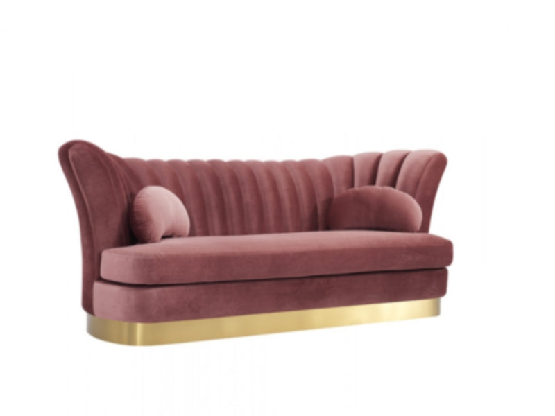 VIG Furniture - Divani Casa Arvada Modern Pink Velvet & Gold Sofa - VGZA40-3-PNK
