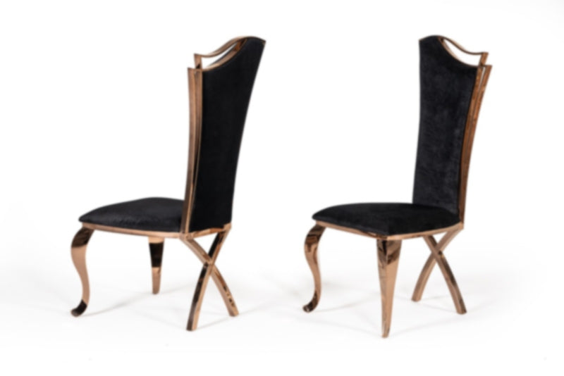 VIG Furniture - Modrest Bonnie Transitional Black Velvet & Rosegold Dining Chair (Set of 2) - VGZAY906-BLK - GreatFurnitureDeal