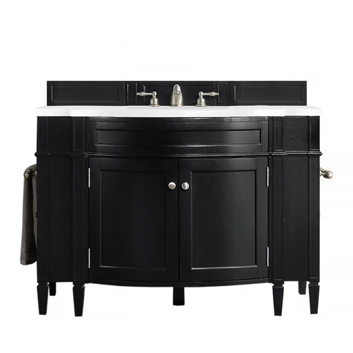 James Martin Furniture - Brittany 46" Single Vanity, Black Onyx w- 3 CM Classic White Quartz Top - 650-V46R-BKO-CLW - GreatFurnitureDeal