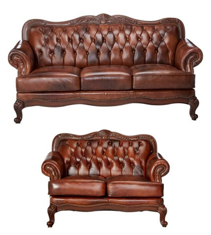 Coaster Furniture - Victoria - Brown Leather Living Room Set-500681 - GreatFurnitureDeal