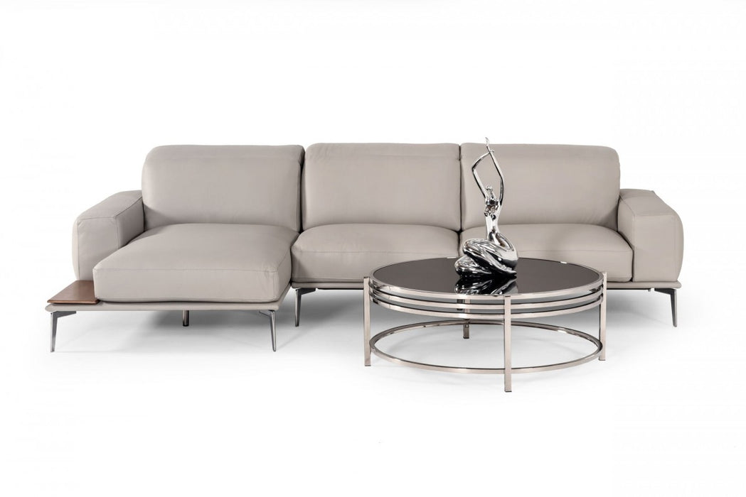 VIG Furniture - Estro Salotti Villeneuve Modern Grey Italian Left Facing Sectional Sofa - VGNTVILLENEUVE-GRY-LAF-SECT