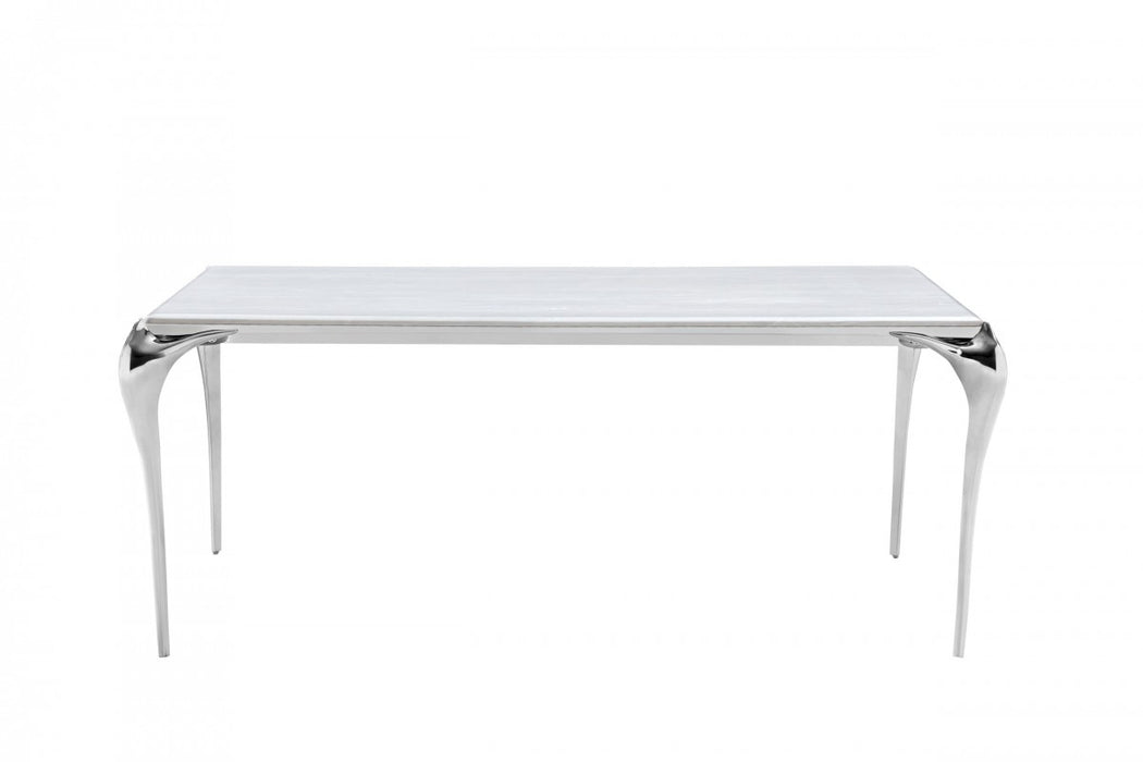VIG Furniture - Modrest Vince - Modern Faux Marble & Stainless Steel Dining Table - VGZAT107-DT-1