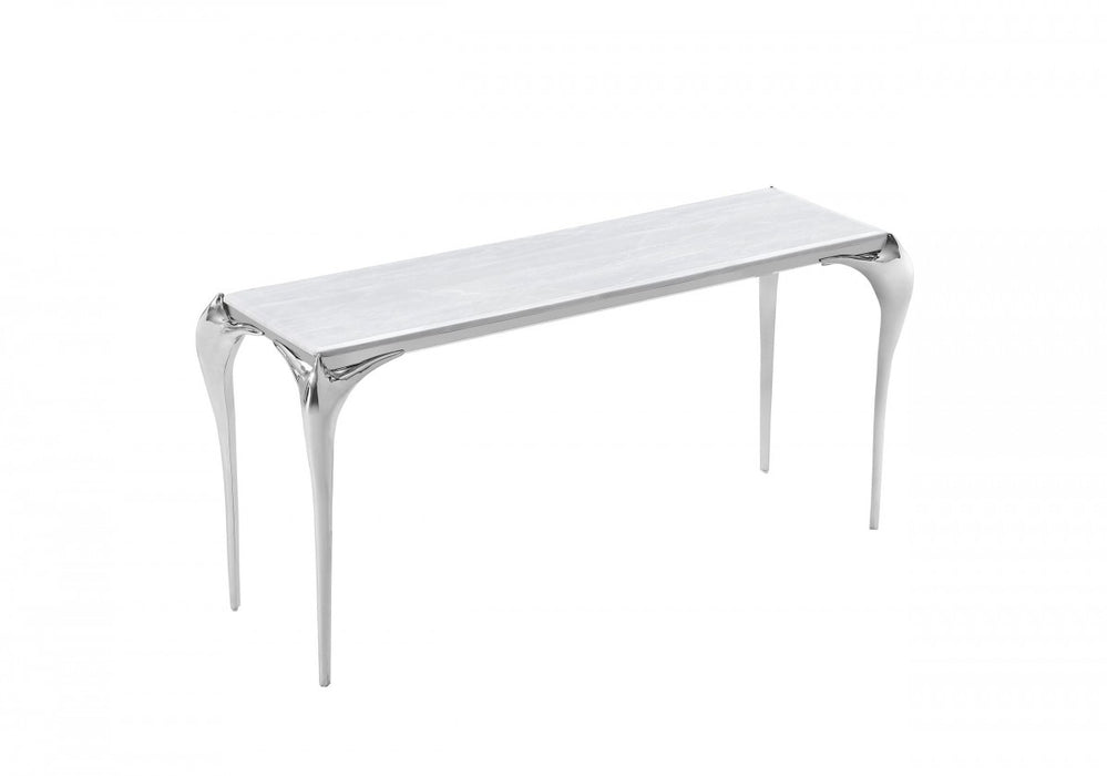 VIG Furniture - Modrest Vince - Faux Marble & Stainless Steel Console Table - VGZAX107-GRY