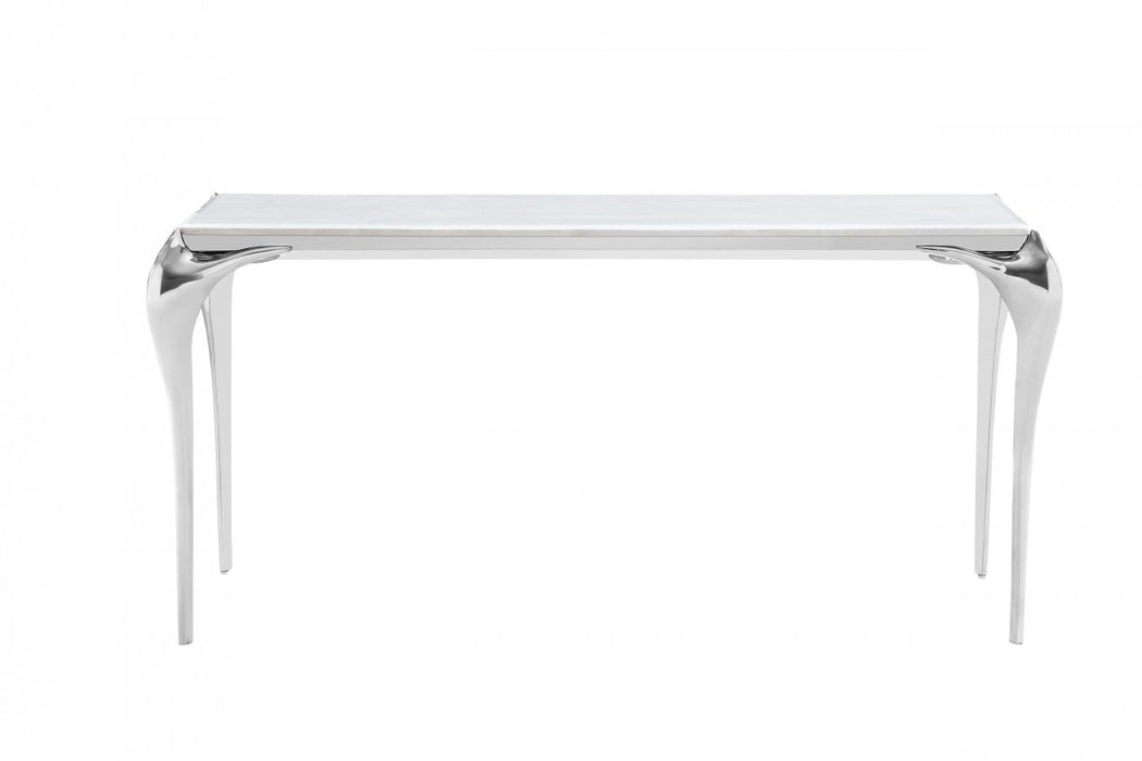 VIG Furniture - Modrest Vince - Faux Marble & Stainless Steel Console Table - VGZAX107-GRY - GreatFurnitureDeal