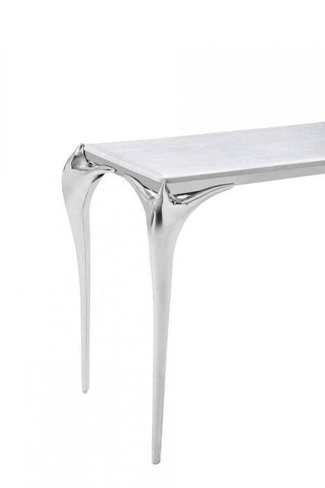 VIG Furniture - Modrest Vince - Faux Marble & Stainless Steel Console Table - VGZAX107-GRY