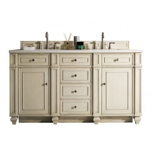 James Martin Furniture - Bristol 60" Double Vanity, Vintage Vanilla with 3 CM Carrara Marble Top - 157-V60D-VV-3CAR - GreatFurnitureDeal