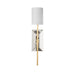 Worlds Away - Virginia Mirror & Gold Leaf Wall Sconce With White Linen Shade - VIRGINIA G