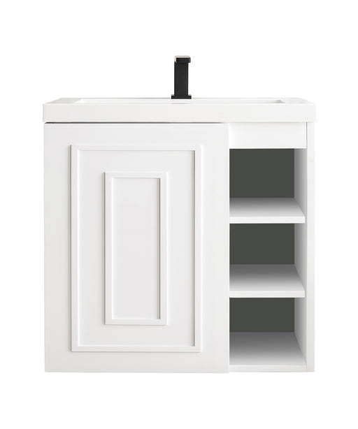 James Martin Furniture - Alicante' 24" Single Vanity Cabinet, Glossy White w/ White Glossy Composite Countertop - E110V24GWWG - GreatFurnitureDeal