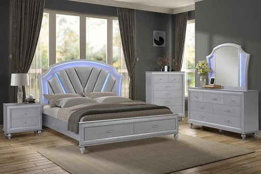 Myco Furniture - Vincent 6 Piece Queen Storage Bedroom Set in Silver - VN400-Q-6SET - GreatFurnitureDeal