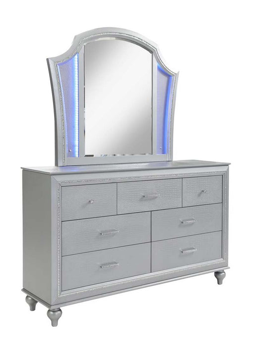 Myco Furniture - Vincent Dresser with Mirror in Silver - VN400-DR-M - GreatFurnitureDeal