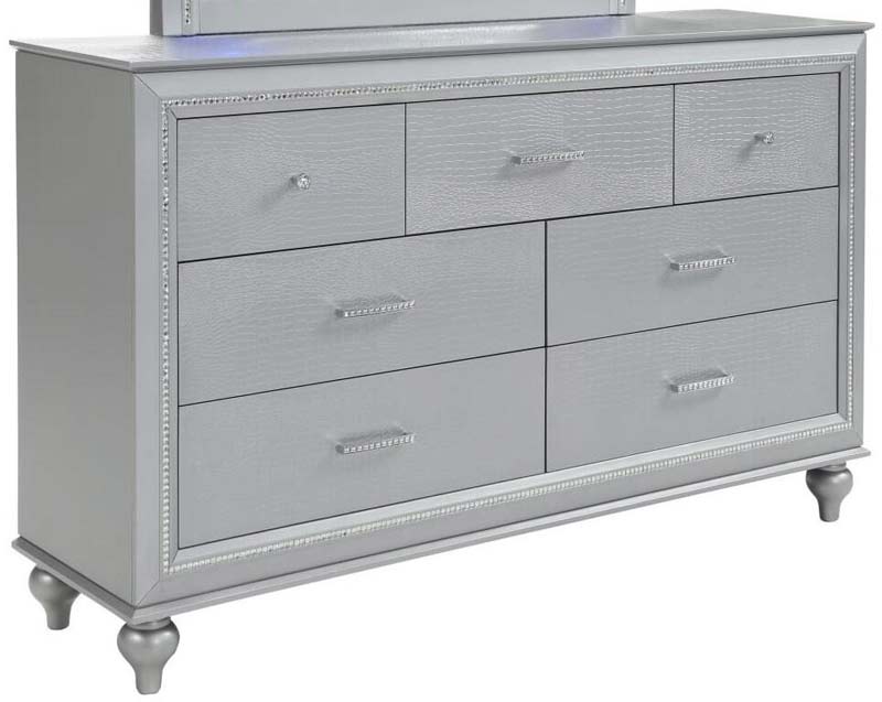 Myco Furniture - Vincent Dresser with Mirror in Silver - VN400-DR-M - GreatFurnitureDeal