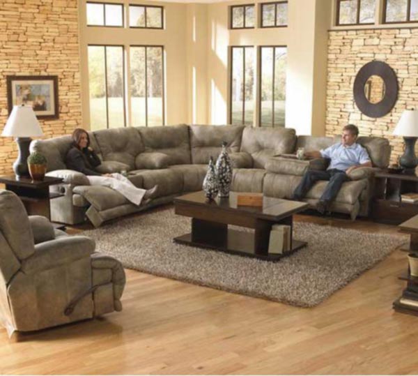Catnapper - Voyager 3 Piece Power Lay Flat Sectional Sofa Set in Brandy - 643845-SECTIONAL
