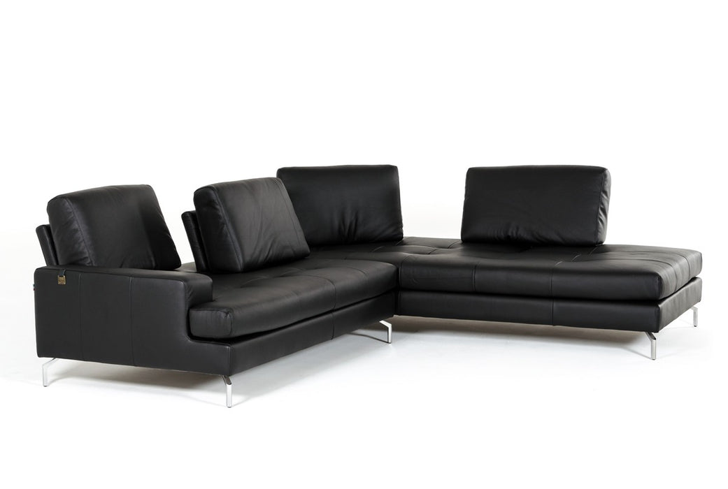 VIG Furniture - Estro Salotti Voyager Modern Black Leather Sectional Sofa - VGNTVOYAGER-BLK - GreatFurnitureDeal