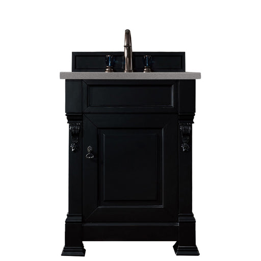 James Martin Furniture - Brookfield 26" Antique Black Single Vanity w- 3 CM Grey Expo Quartz Top - 147-114-V26-AQB-3GEX - GreatFurnitureDeal