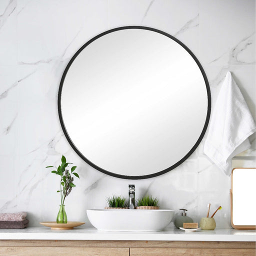 Uttermost - 43" Round Mirror in Matte Black - W00509 - GreatFurnitureDeal