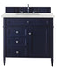 James Martin Furniture - Brittany 36" Victory Blue Single Vanity w- 3 CM Eternal Jasmine Pearl Quartz Top - 650-V36-VBL-3EJP - GreatFurnitureDeal