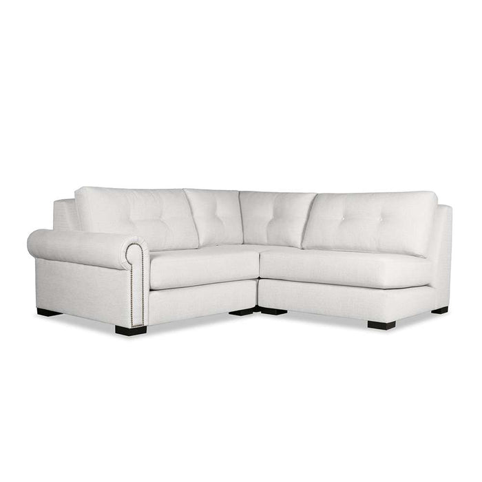Nativa Interiors - Sylviane Buttoned Modular L-Shaped Sectional Mini Left Arm Facing 83" Off White - SEC-SYLV-BTN-CL-AR5-3PC-PF-WHITE