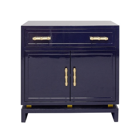 Worlds Away -  Marcus Navy Lacquer 2 Door Cabinet - MARCUS NVY