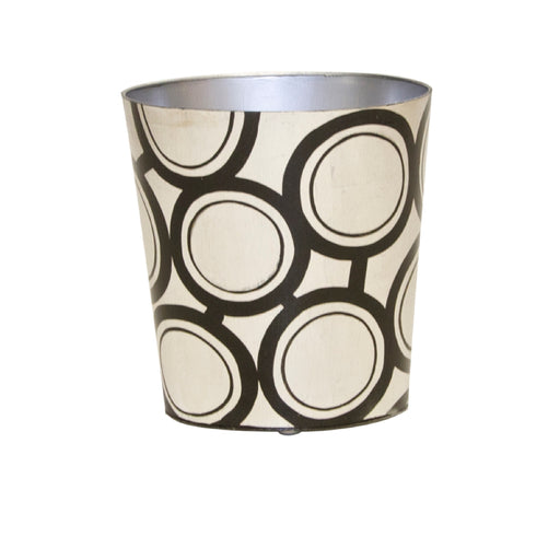 Worlds Away - Oval Wastebasket Black and Silver Design - WBZEBBS - GreatFurnitureDeal