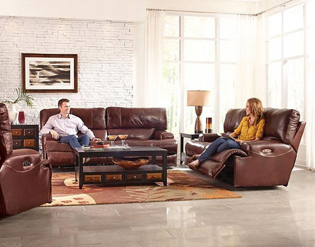 Catnapper - Wembley 2 Piece Power Lay Flat Reclining Sofa Set in Walnut - 64581-WAL-P-2SET - GreatFurnitureDeal