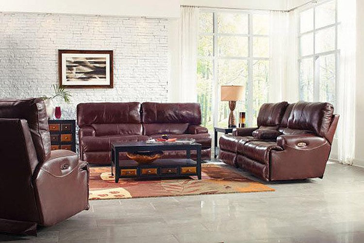 Catnapper - Wembley Power Headrest Power Lay Flat Reclining Console Loveseat in Walnut - 64589-WAL-P - GreatFurnitureDeal