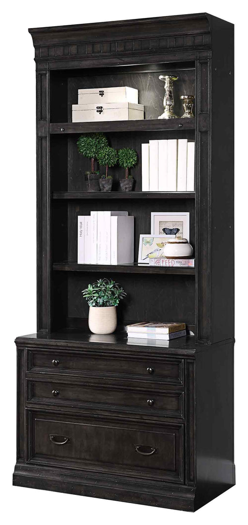 Parker House - Washington Heights 2 Drawer Lateral File and Hutch in Washed Charcoal - WAS#476-2 - GreatFurnitureDeal