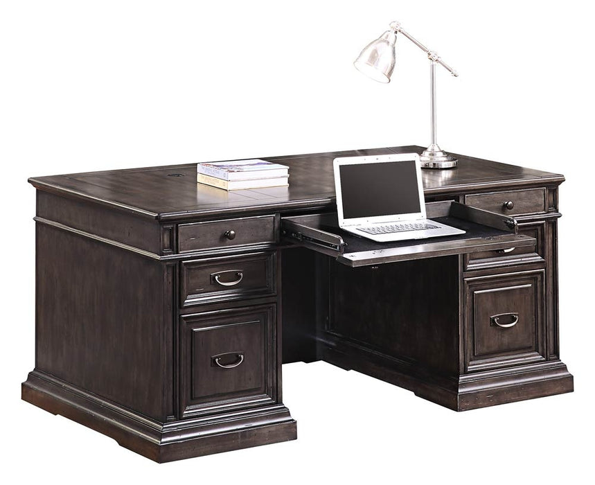 Parker House - Washington Heights 3 Piece Double Pedestal Executive Desk in Washed Charcoal - WAS#480-3 - GreatFurnitureDeal