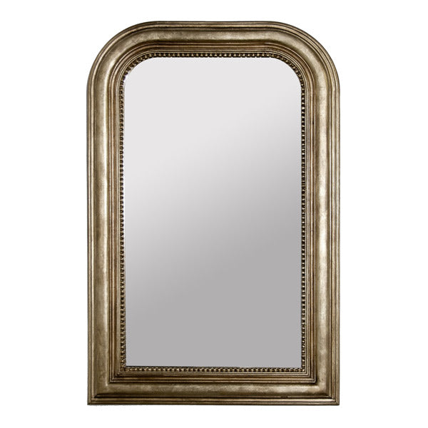 Worlds Away - Handcarved Silver Leaf Curved Top Rectangular Mirror - WAVERLY S