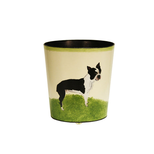 Worlds Away - Boston Terrier Wastebasket - WBBOSTTERRIER - GreatFurnitureDeal