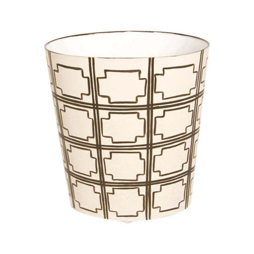Worlds Away - Oval Wastebasket Brown and Cream - WBSQUAREDBR