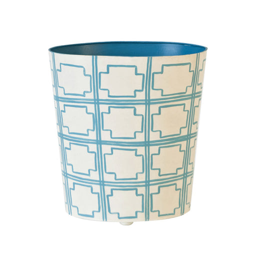 Worlds Away - Oval Wastebasket Turquoise and Cream - WBSQUAREDT - GreatFurnitureDeal