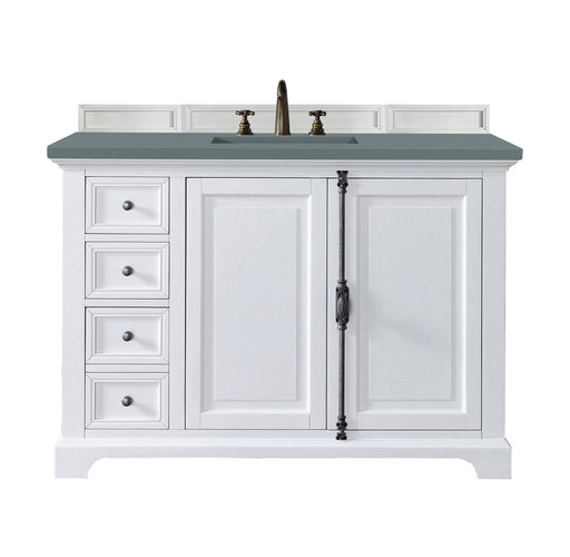 James Martin Furniture - Providence 48" Single Vanity Cabinet, Bright White, w/ 3 CM Cala Blue Quartz Top - 238-105-V48-BW-3CBL - GreatFurnitureDeal
