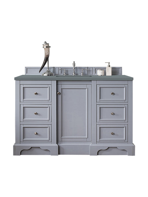 James Martin Furniture - De Soto 48" Single Vanity, Silver Gray, w/ 3 CM Cala Blue Quartz Top - 825-V48-SL-3CBL - GreatFurnitureDeal