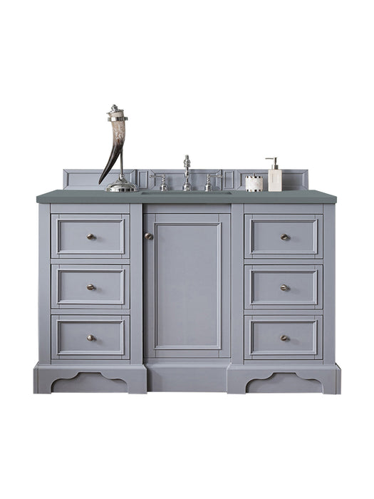 James Martin Furniture - De Soto 48" Single Vanity, Silver Gray, w/ 3 CM Cala Blue Quartz Top - 825-V48-SL-3CBL - GreatFurnitureDeal