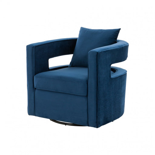 VIG Furniture - Modrest Wells Modern Blue Velvet Swivel Accent Chair - VGRHAC-543-BL-CH - GreatFurnitureDeal