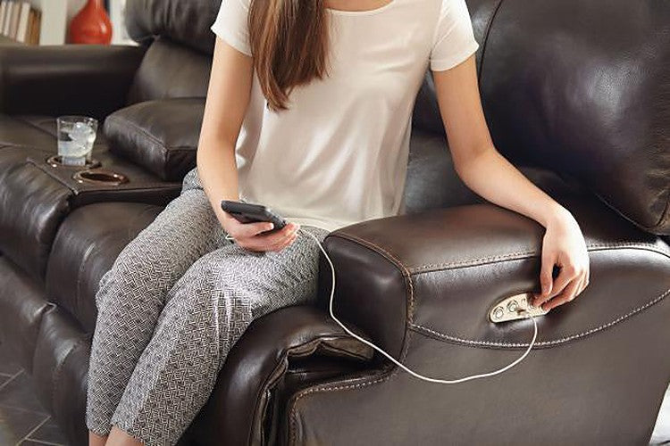 Catnapper - Wembley Power Headrest Power Lumbar Power Reclining Leather Sofa in Chocolate - 764581-CHOCOLATE-MTO - GreatFurnitureDeal
