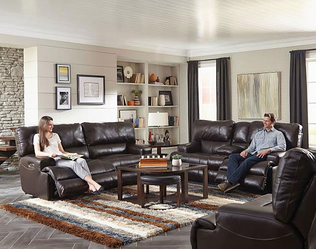 Catnapper - Wembley 3 Piece Power Reclining Living Room Set with Power Headrest & Power Lumbar in Chocolate - 764581-764589-764580-7-CHOCOLATE-MTO - GreatFurnitureDeal