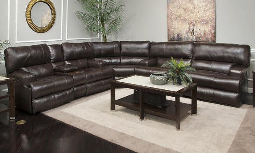 Catnapper - Wembley Power Headrest Power Lumbar Power Reclining Leather Sofa in Chocolate - 764581-CHOCOLATE-MTO - GreatFurnitureDeal