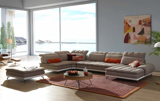 VIG Furniture - David Ferrari West End Italian Beige Fabric White Leather Modular Sectional Sofa - VGFTWESTEND-BEI-SECT - GreatFurnitureDeal