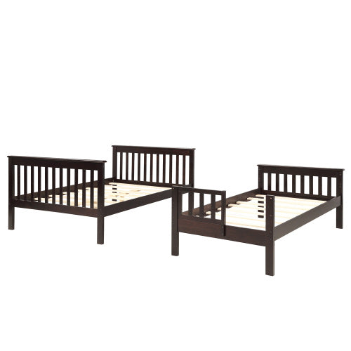 GFD Home - Twin-Over-Twin Bunk Bed with Storage and Guard Rail for Bedroom, Dorm, for Kids, Adults, Espresso - LP000019AAP