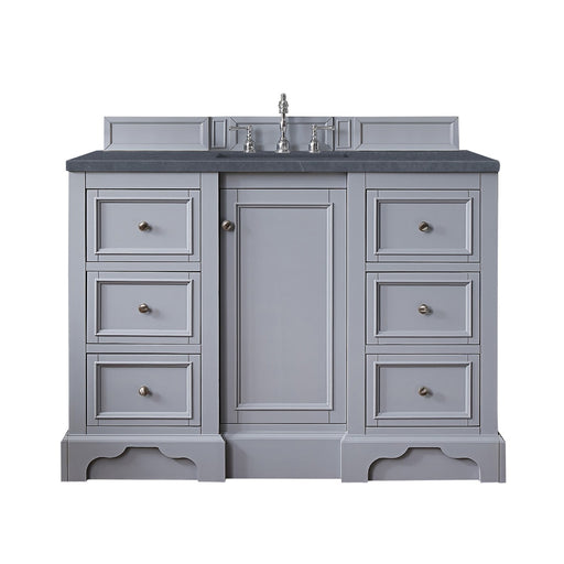 James Martin Furniture - De Soto 48" Single Vanity, Silver Gray, w- 3 CM Charcoal Soapstone Quartz Top - 825-V48-SL-3CSP - GreatFurnitureDeal