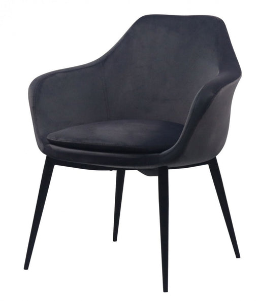 VIG Furniture - Modrest Wilson Modern Grey Velvet & Black Dining Chair - VGHR3404-GRY-DC - GreatFurnitureDeal