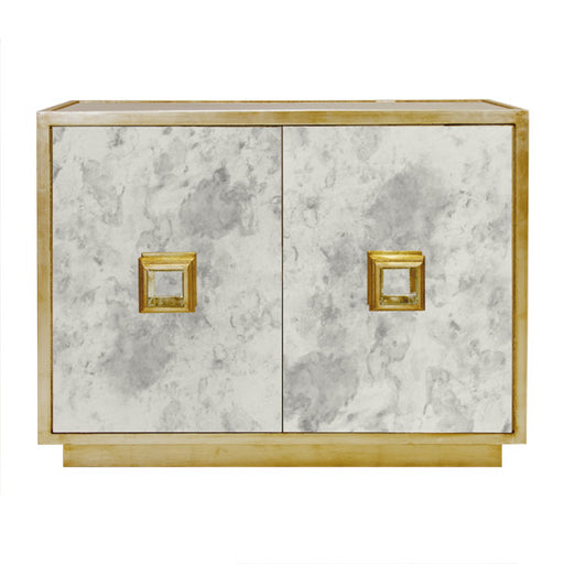 Worlds Away - Antique Mirror 2 Door Cabinet With Gold Leaf Detailing - WINSLOW AMG - GreatFurnitureDeal